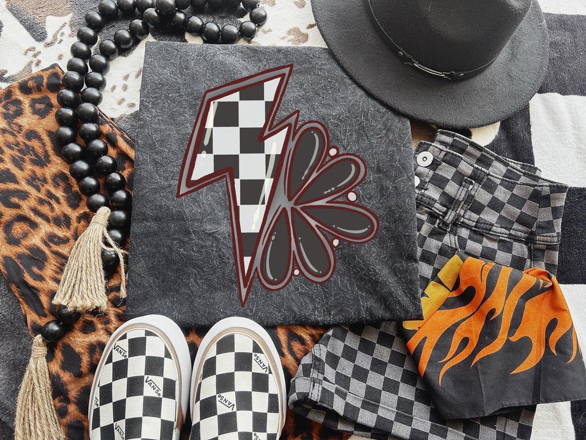 Black checkered Bolt Tee product image 2