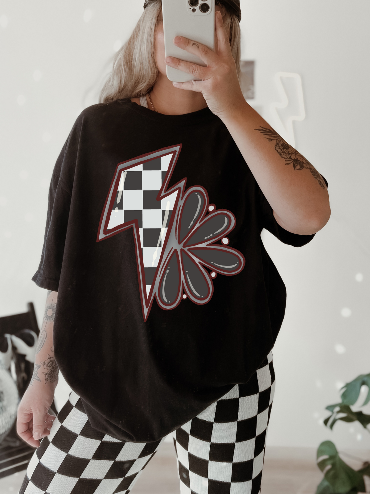 Black checkered Bolt Tee product image 1