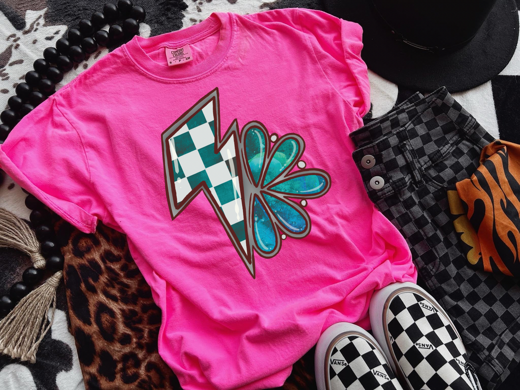 Blue Checkered Bolt Tee product image 1