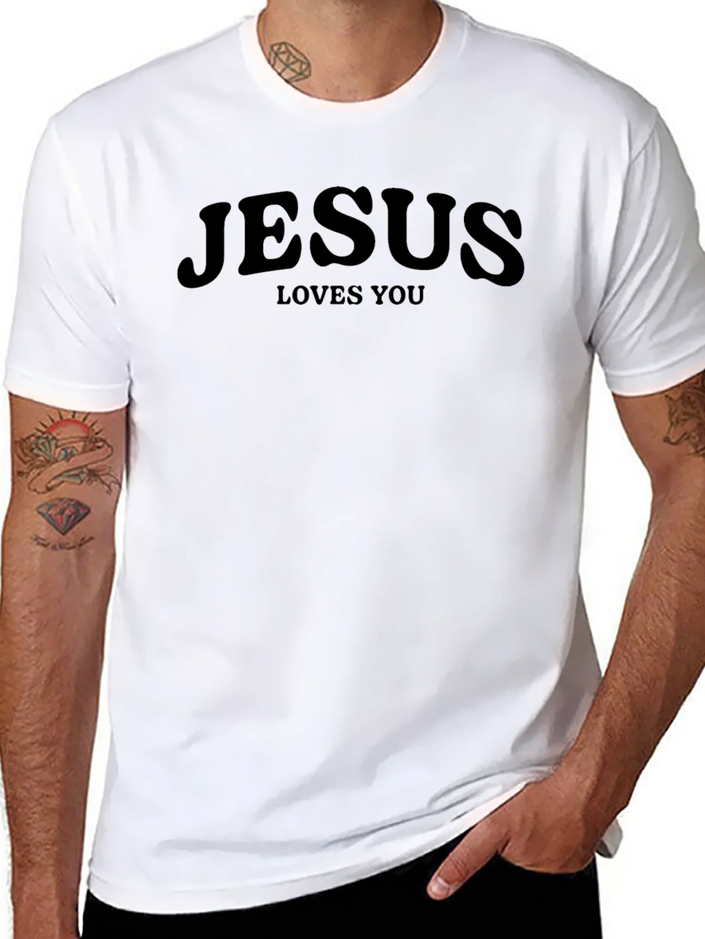 Jesus Loves You Black Graphic Tee product image 5