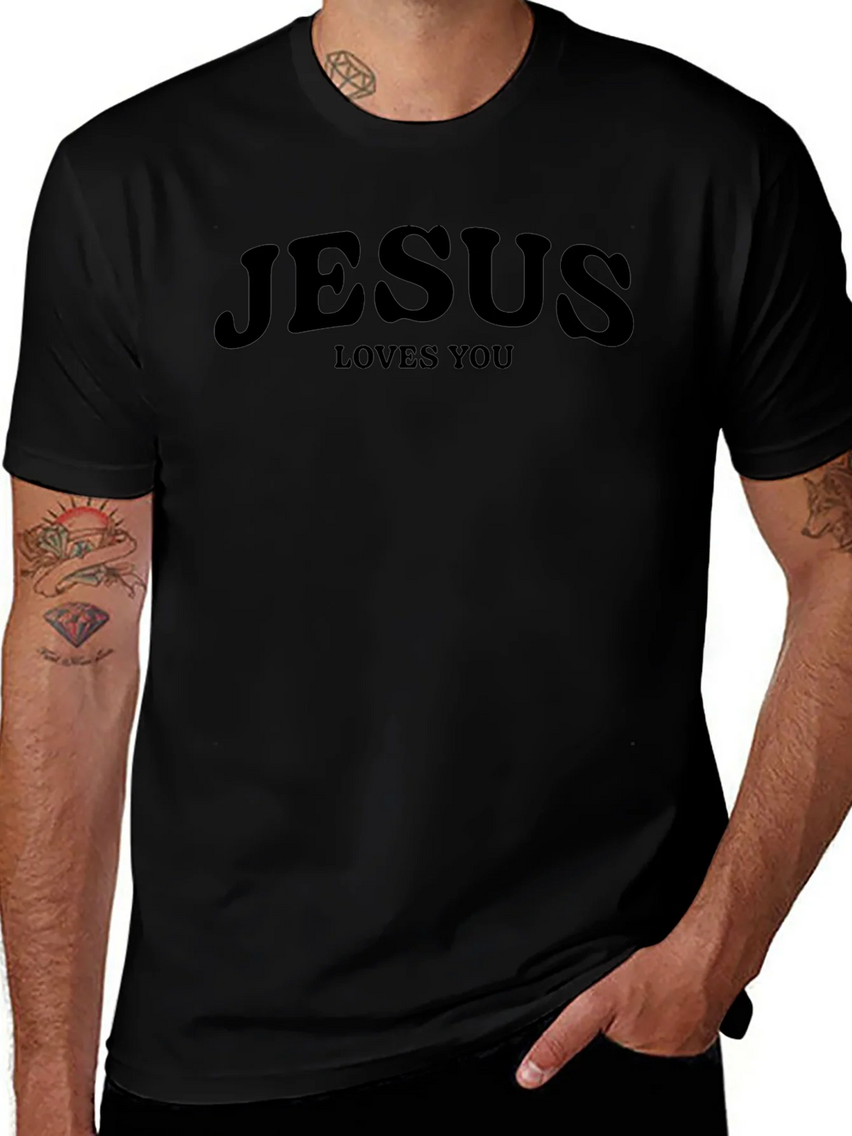 Jesus Loves You Black Graphic Tee product image 1