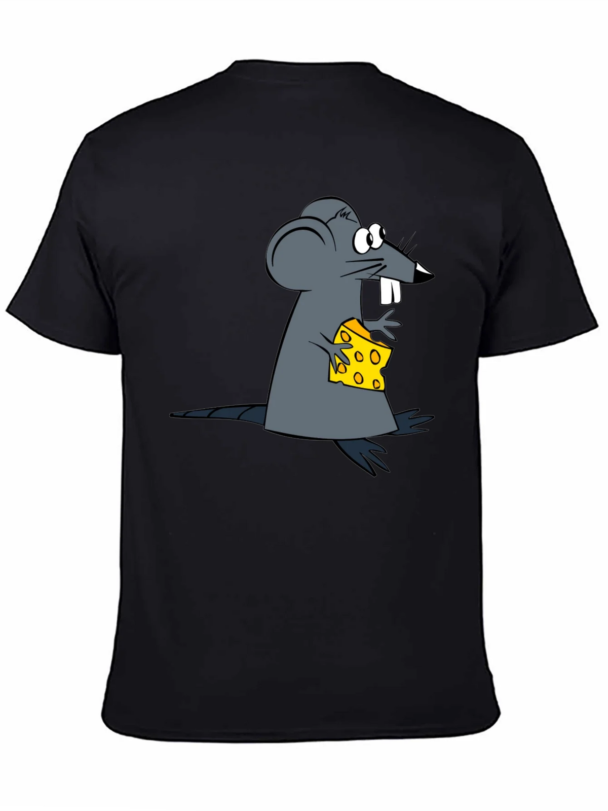 Cartoon Mouse & Cheese Graphic Black T-Shirt product image 4