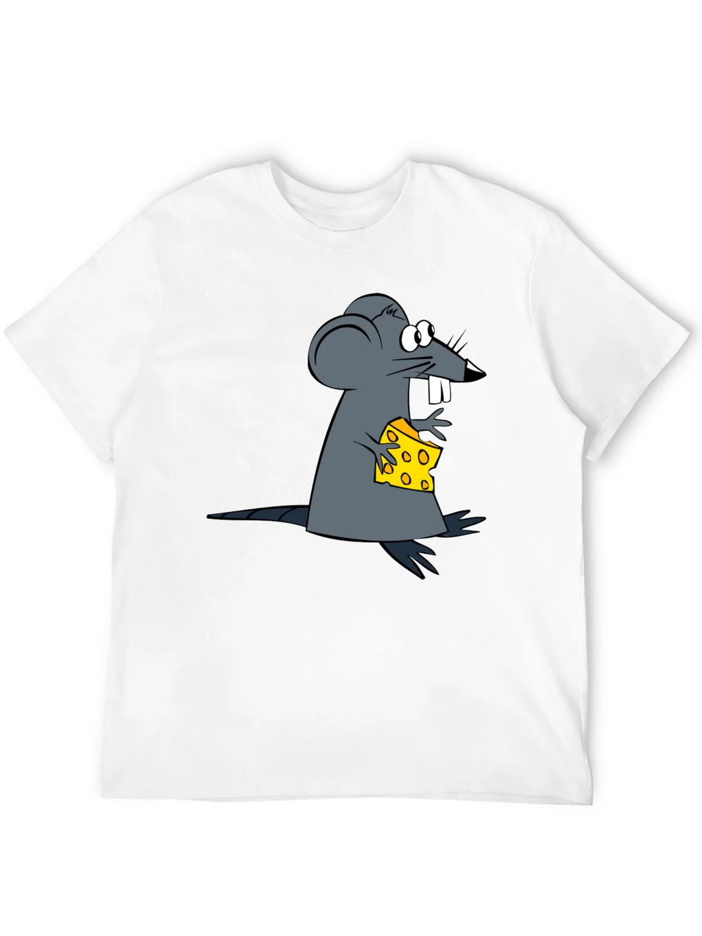 Cartoon Mouse & Cheese Graphic Black T-Shirt product image 10