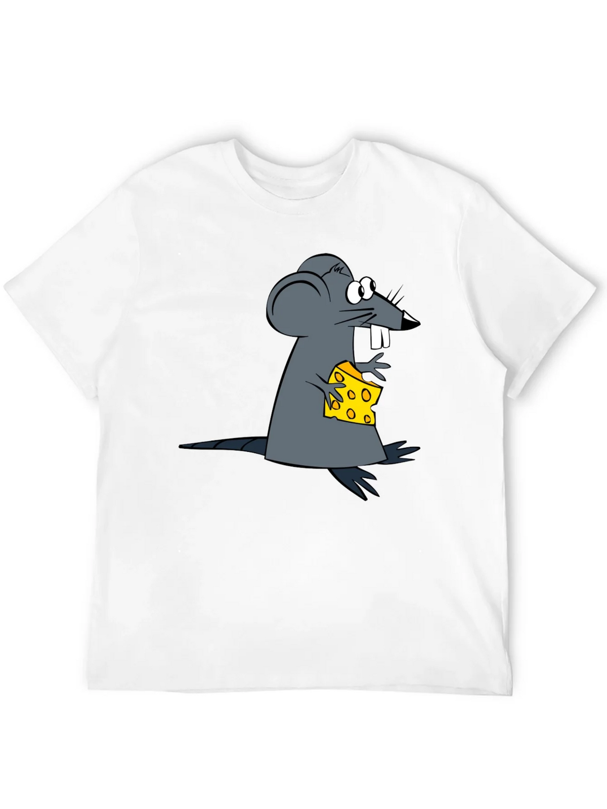 Cartoon Mouse & Cheese Graphic Black T-Shirt product image 10
