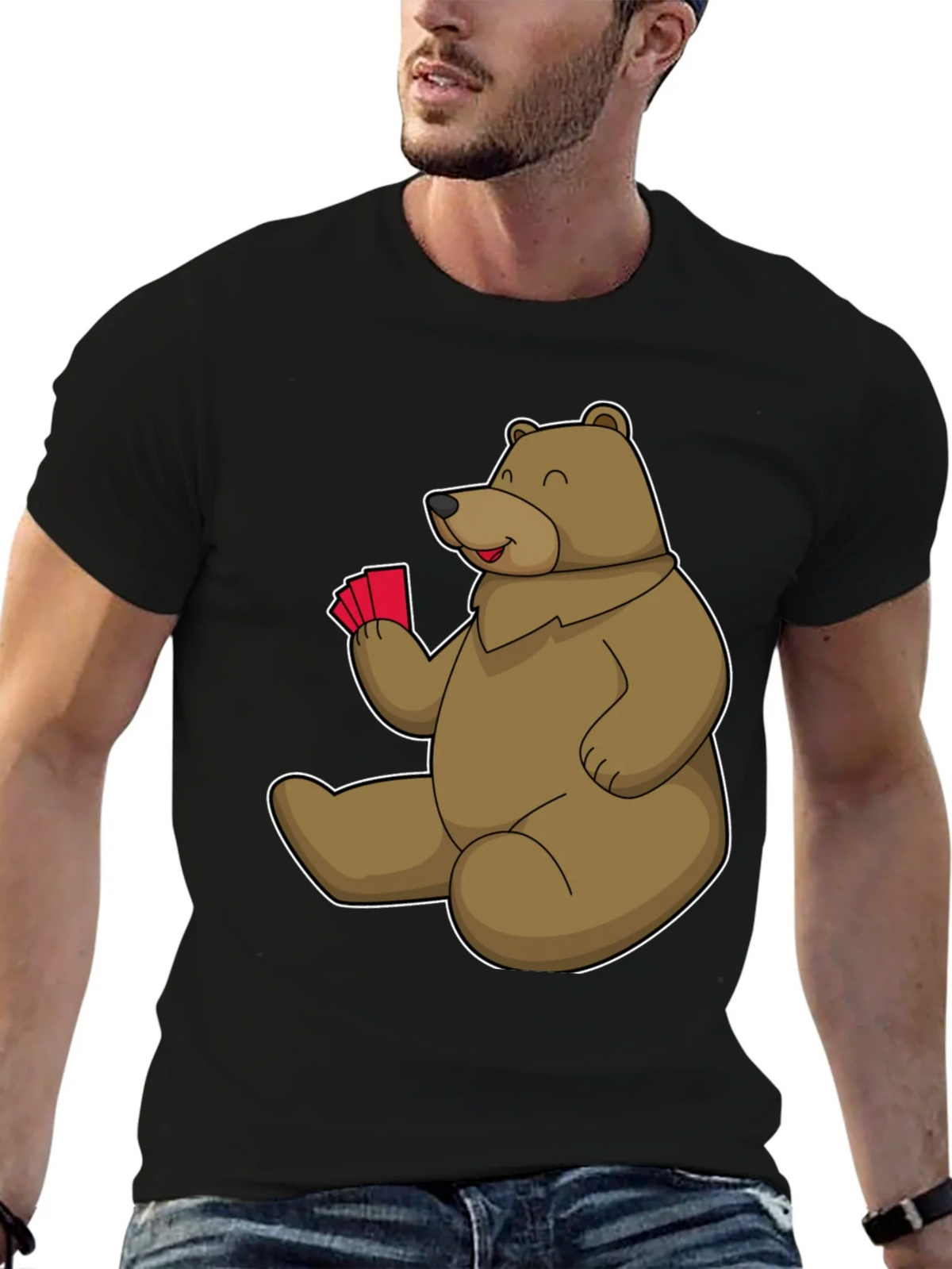 Bear Playing Cards Graphic Tee product image 2