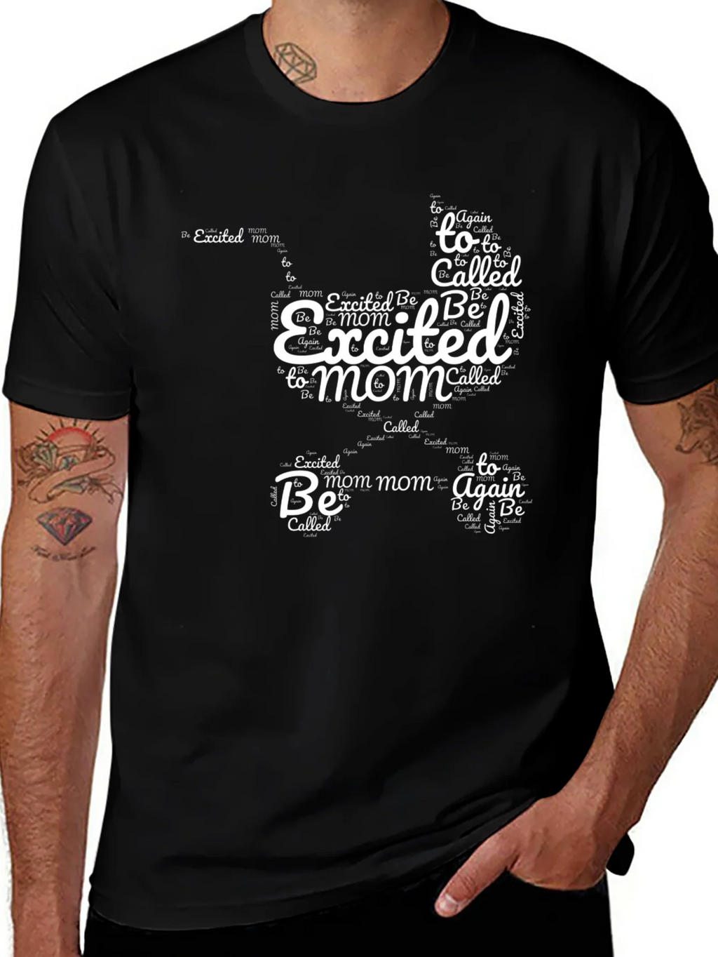 Excited Mom Typography Graphic Tee - Black product image 1
