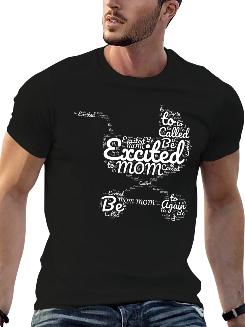 Excited Mom Typography Graphic Tee - Black product image 3