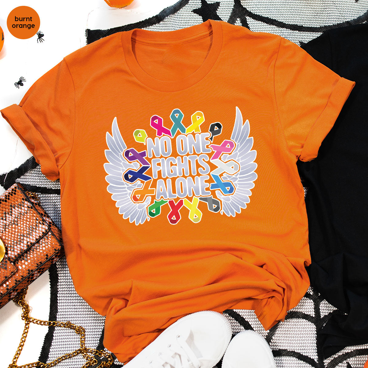 No One Fights Alone Shirt, Cancer Fighter T-Shirt, Warrior product image 55