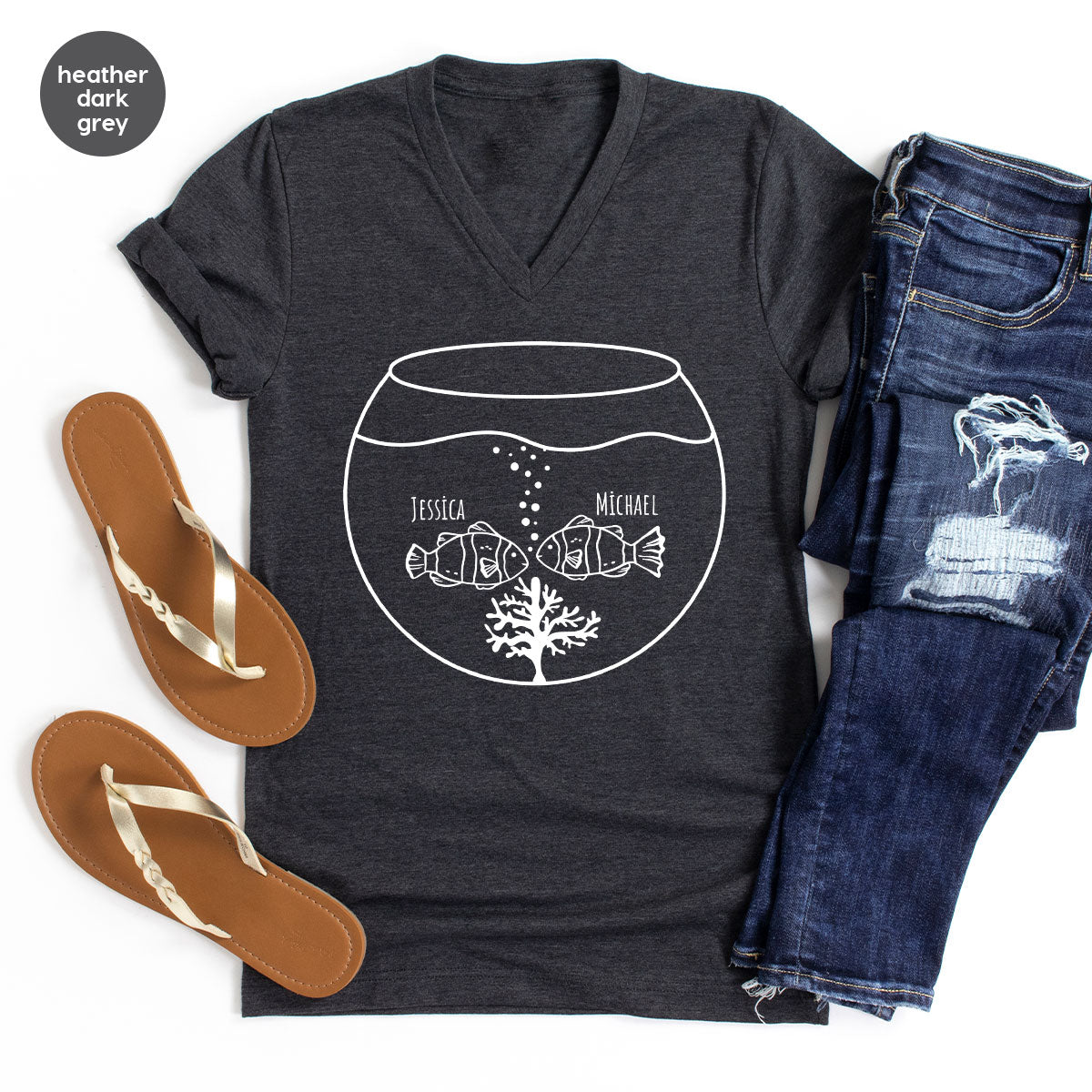 Fish Couple Shirt, Custom Name on T-Shirt, Gift for Couples product image 65