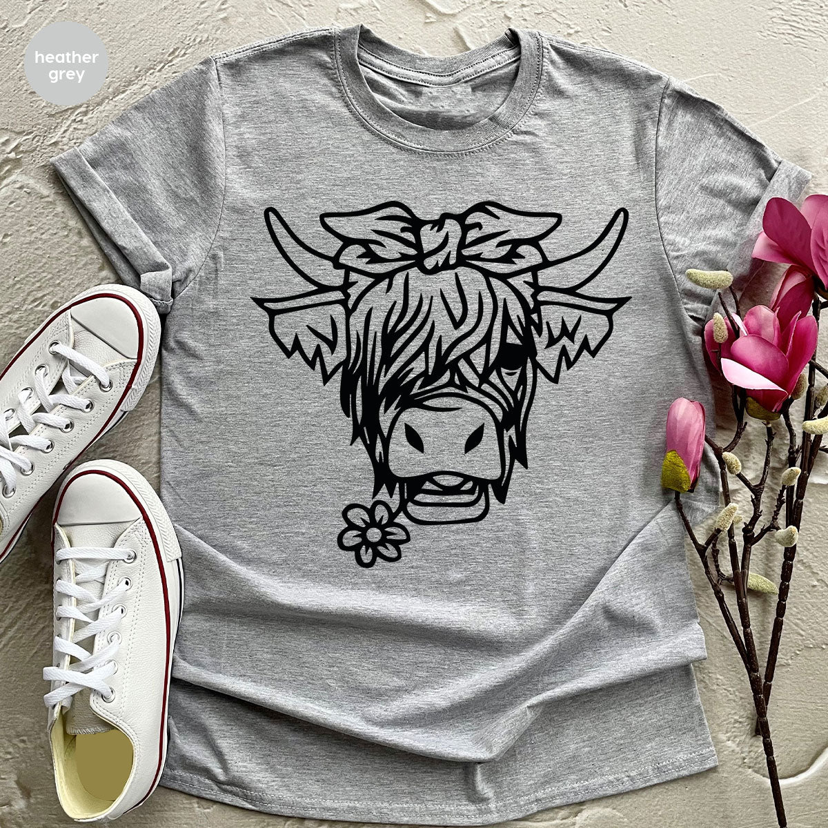 Cool Bull Shirt, With Flower T-Shirt, Funny product image 23
