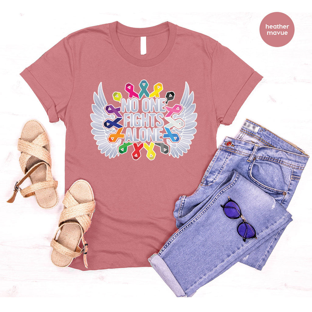 No One Fights Alone Shirt, Cancer Fighter T-Shirt, Warrior product image 64