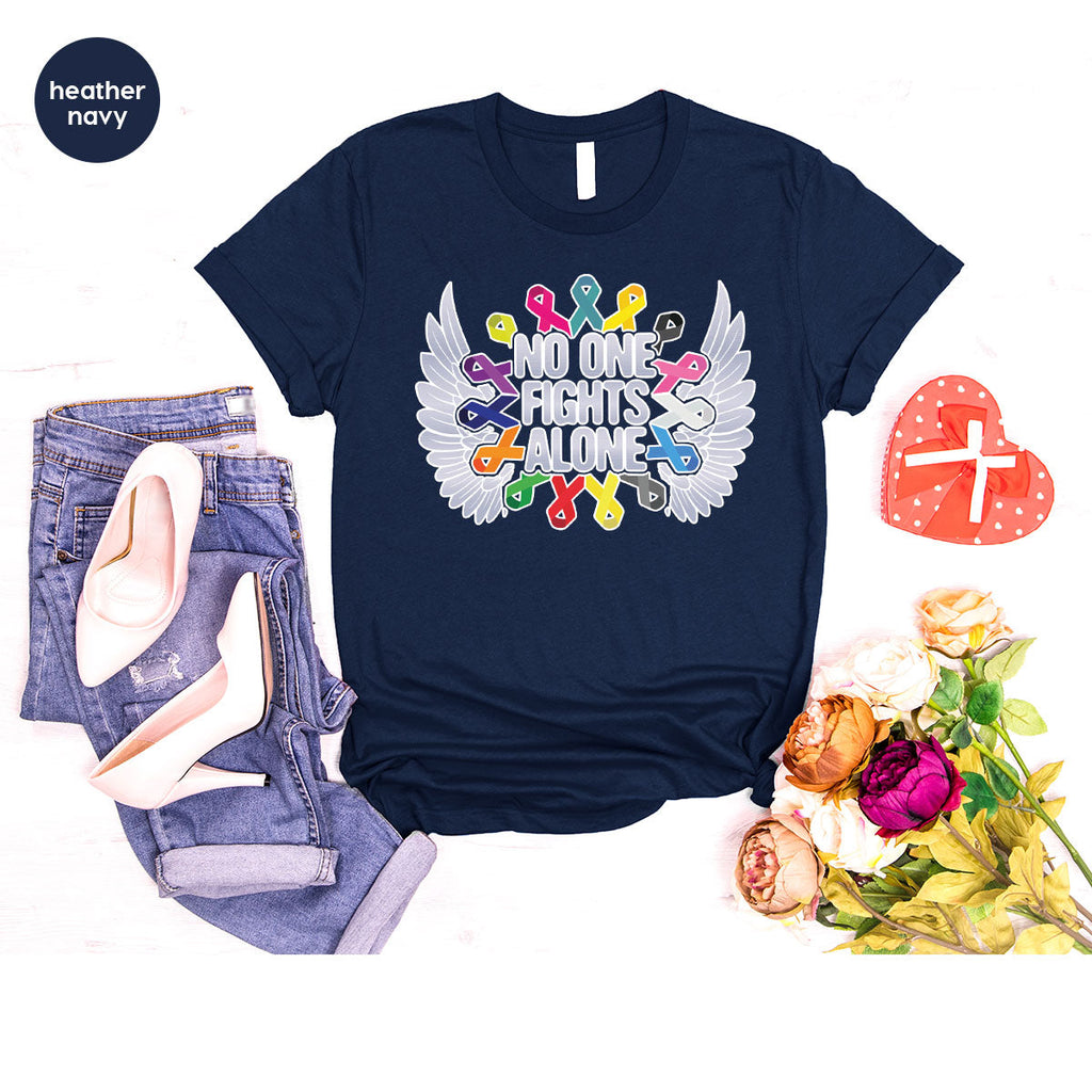 No One Fights Alone Shirt, Cancer Fighter T-Shirt, Warrior product image 67