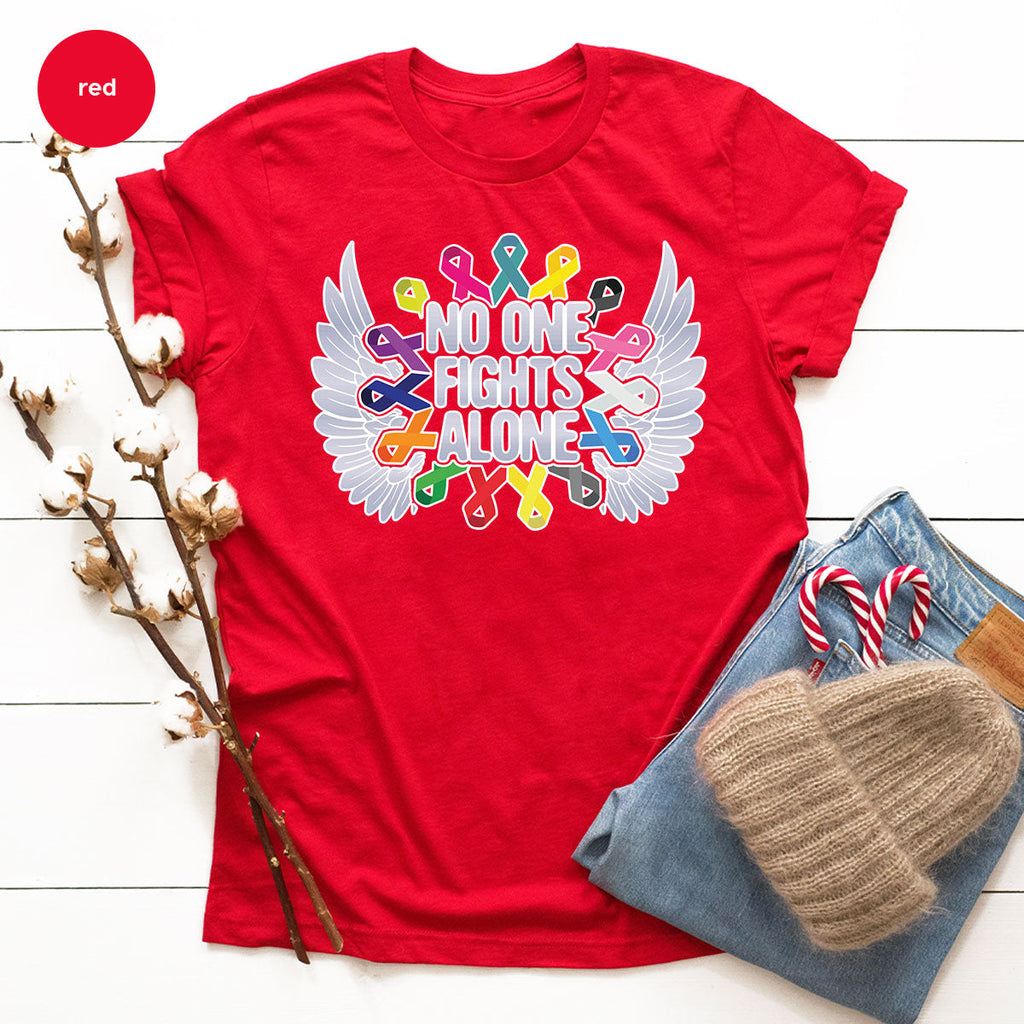 No One Fights Alone Shirt, Cancer Fighter T-Shirt, Warrior product image 71