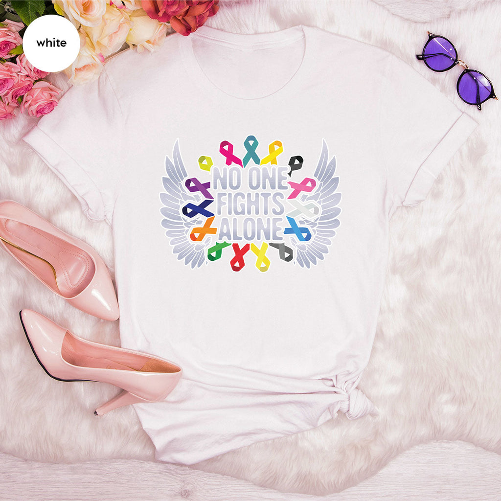 No One Fights Alone Shirt, Cancer Fighter T-Shirt, Warrior product image 76