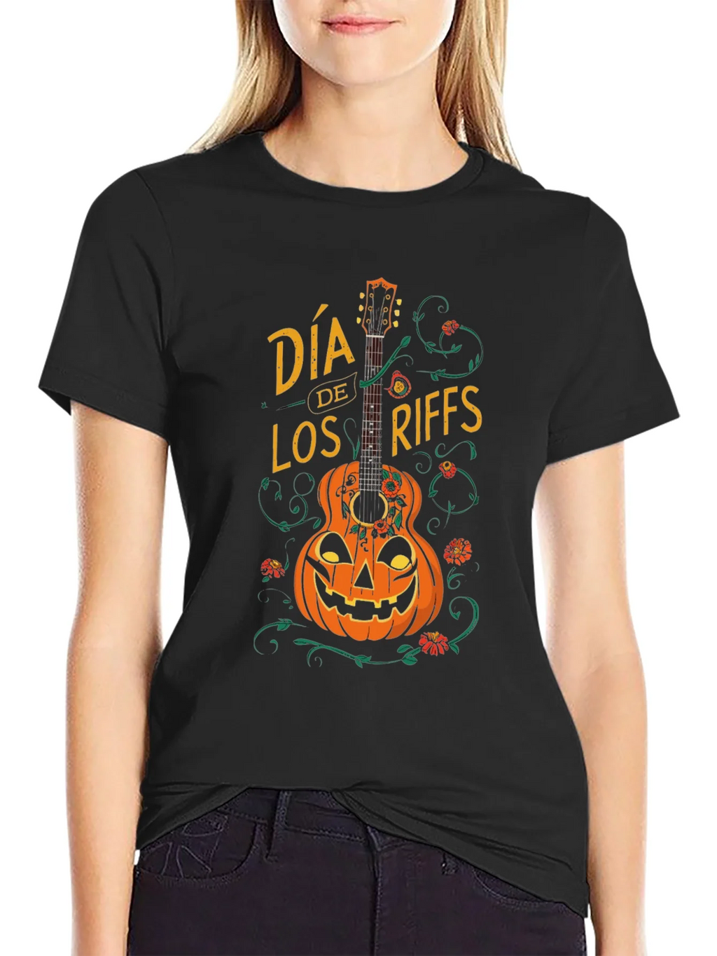 Dia de Los Riffs Halloween Guitar T-Shirt product image 2