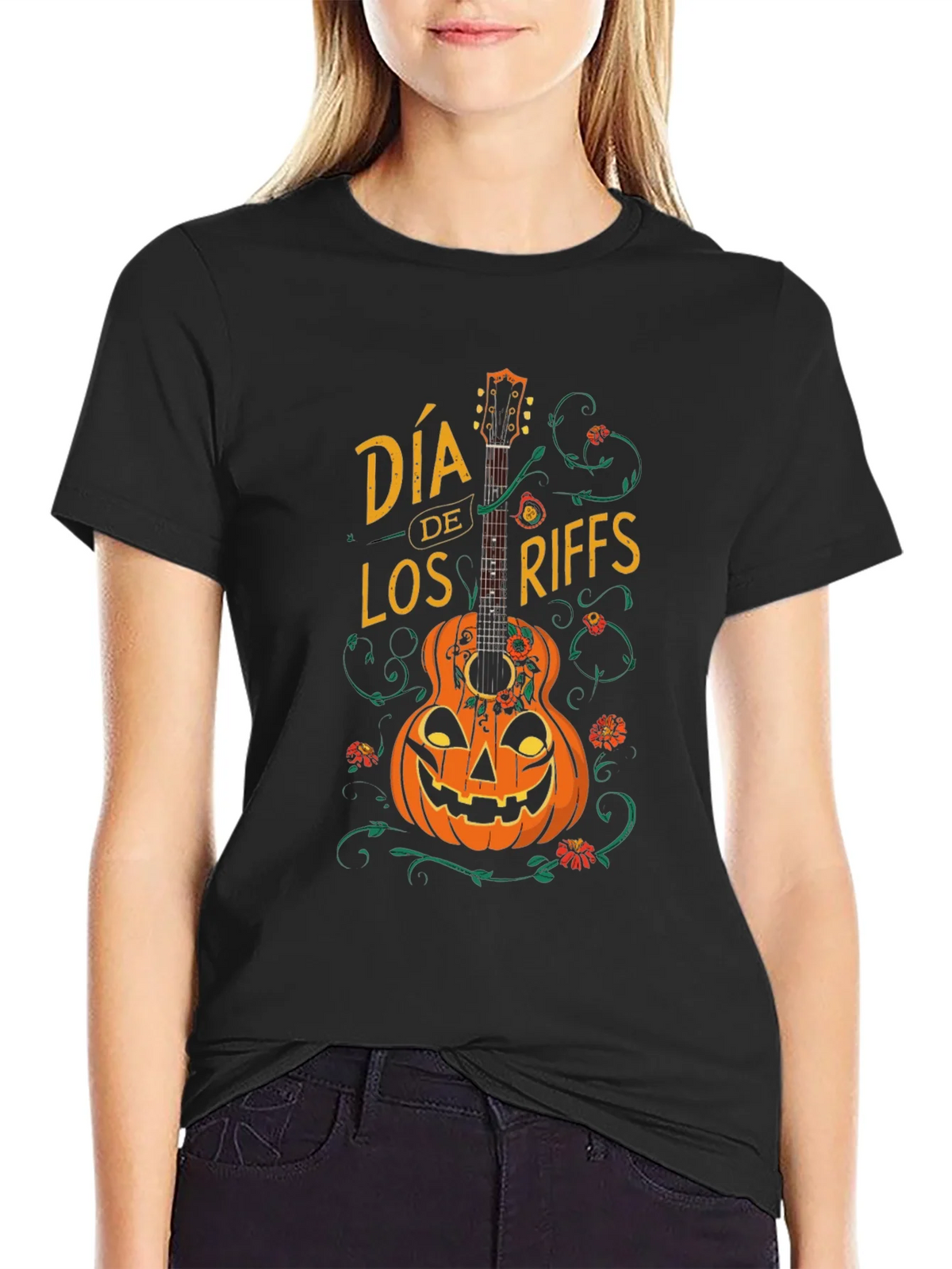 Dia de Los Riffs Halloween Guitar T-Shirt product image 2