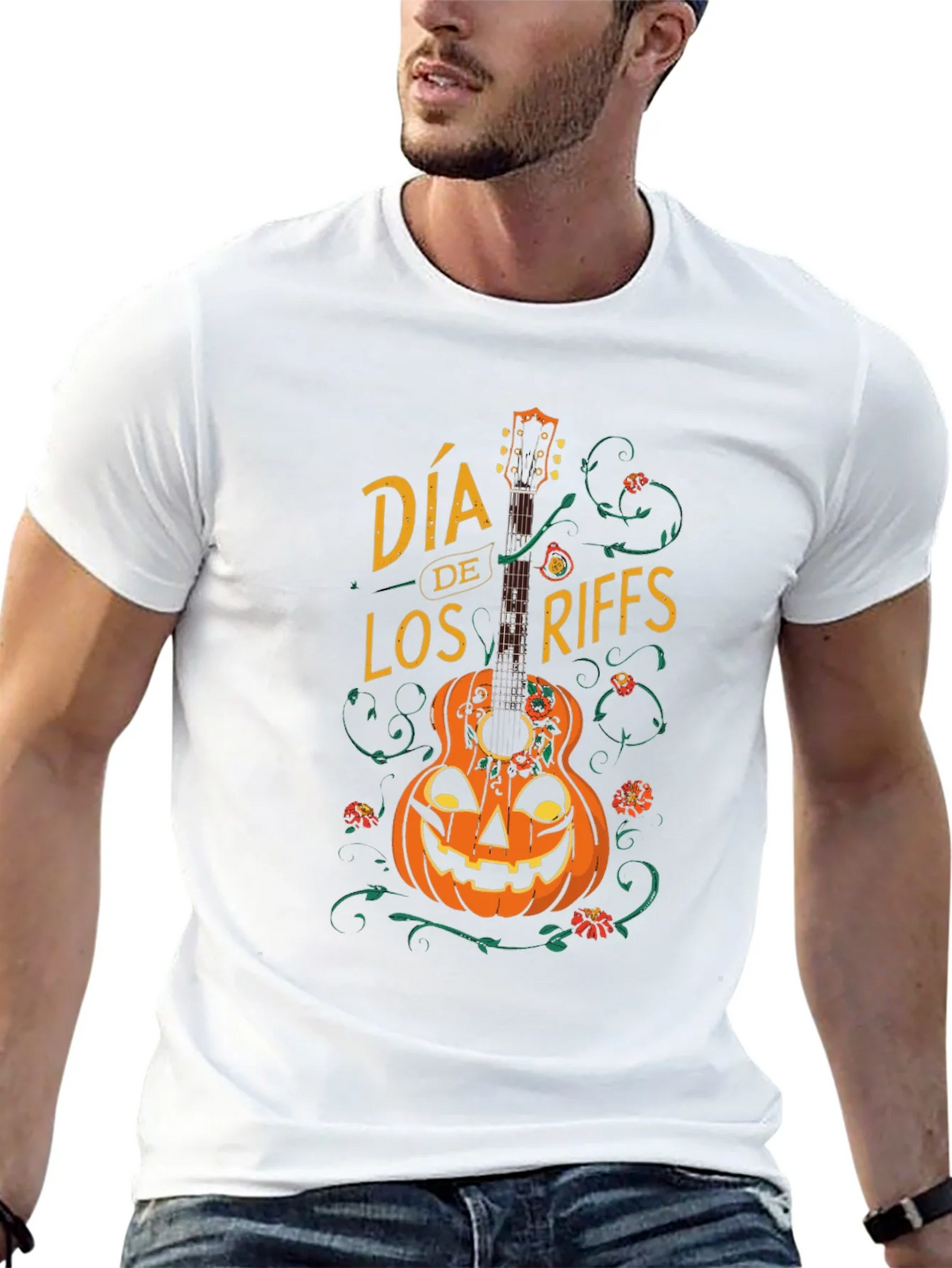 Dia de Los Riffs Halloween Guitar T-Shirt product image 5