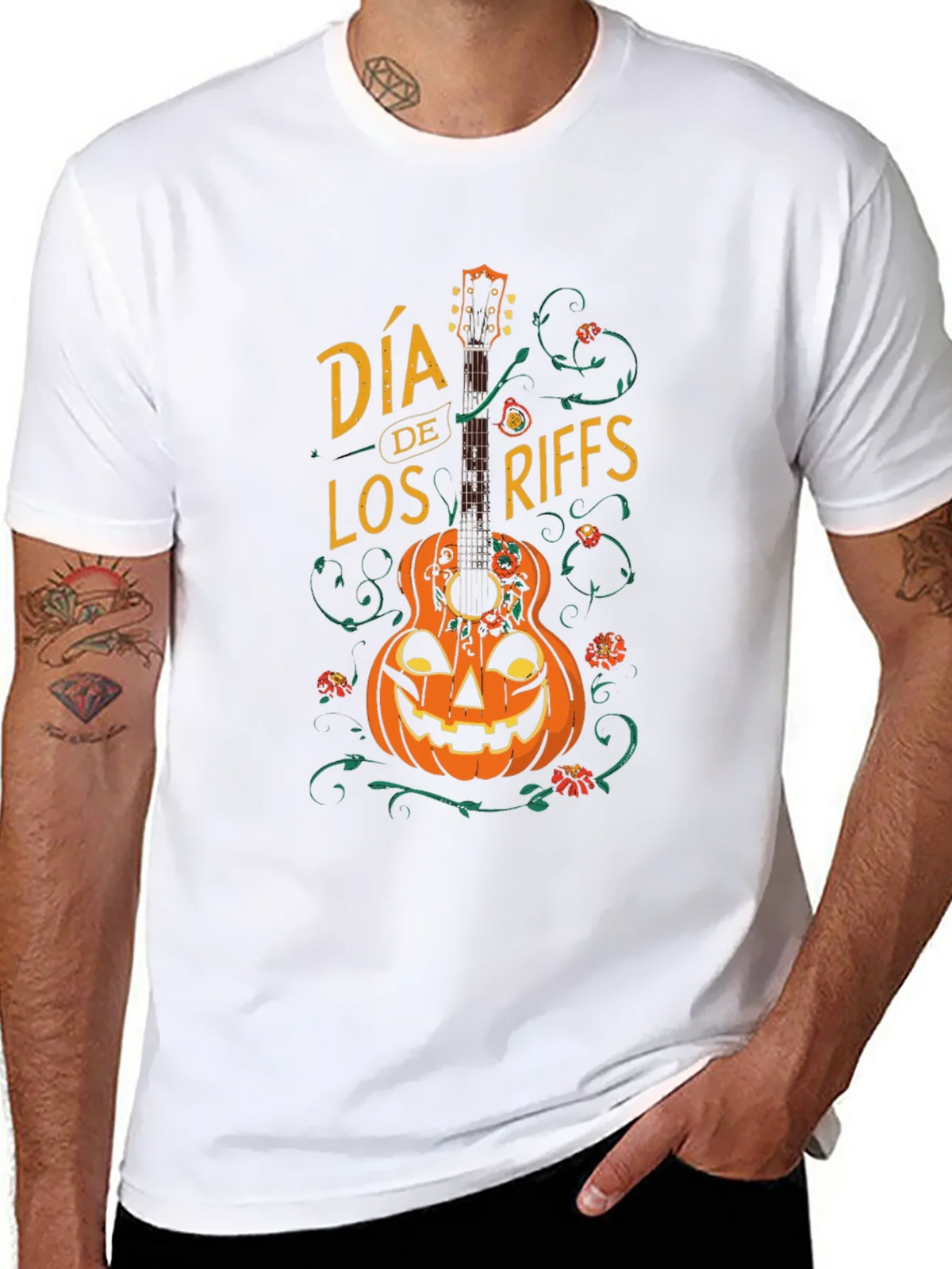 Dia de Los Riffs Halloween Guitar T-Shirt product image 3