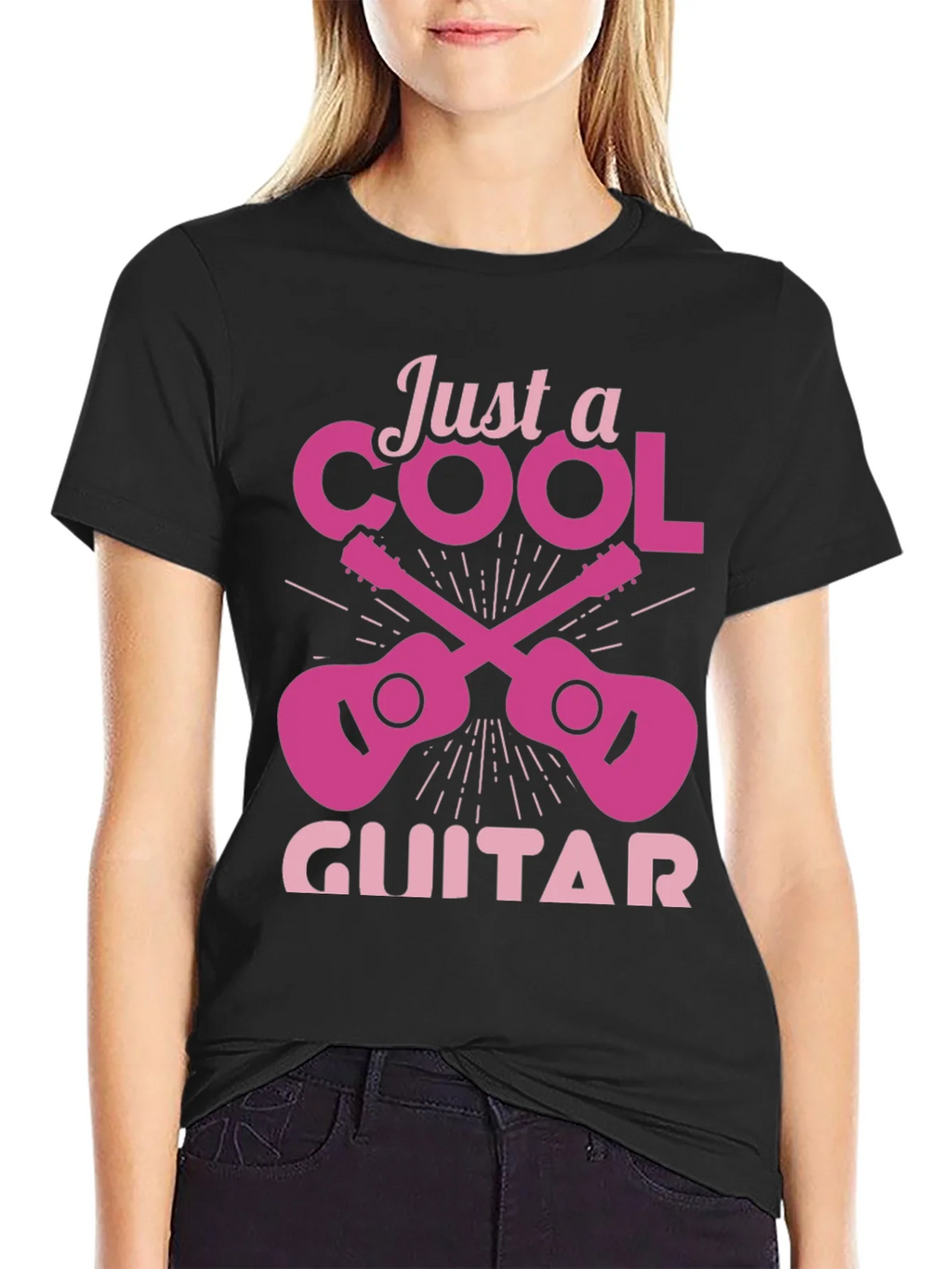 Cool Guitar Graphic Tee - Black Crew Neck product image 1