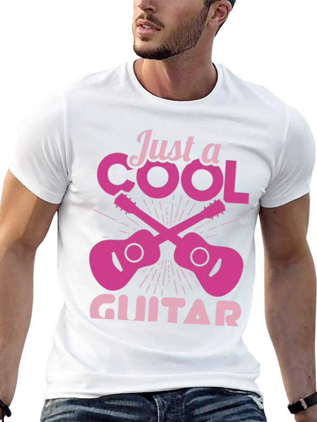 Cool Guitar Graphic Tee - Black Crew Neck product image 5