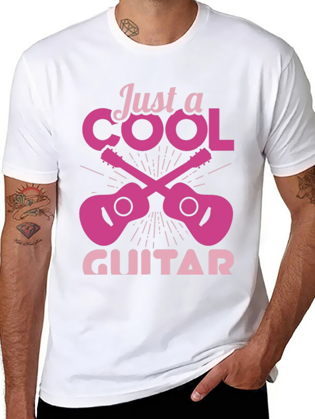 Cool Guitar Graphic Tee - Black Crew Neck product image 3