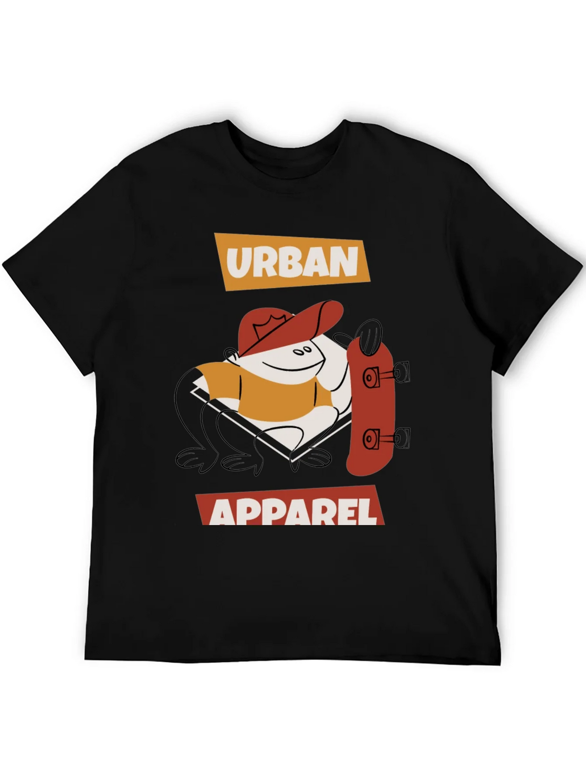 Urban Apparel Black T-Shirt with Cartoon Skater Design product image 2