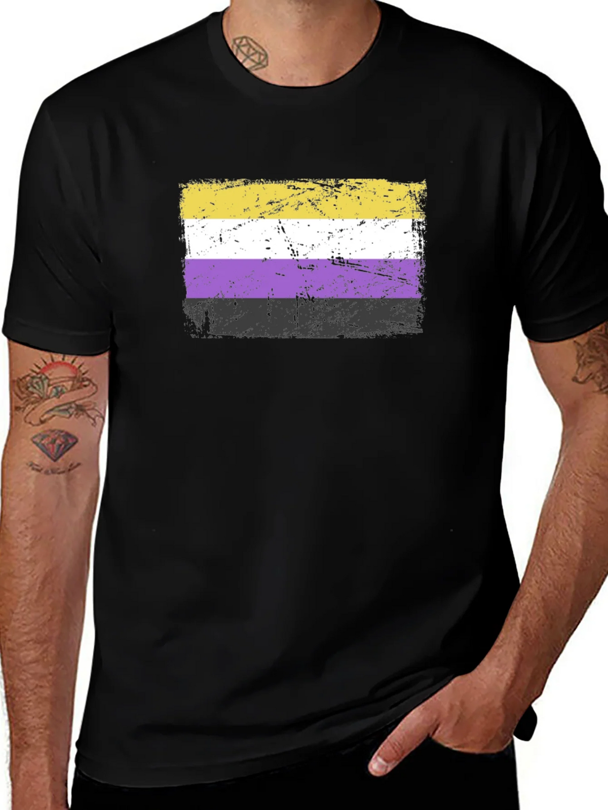 Nonbinary Pride Flag T-Shirt - Grunge Style product image 1