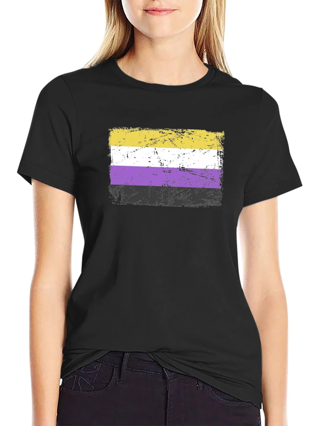 Nonbinary Pride Flag T-Shirt - Grunge Style product image 2