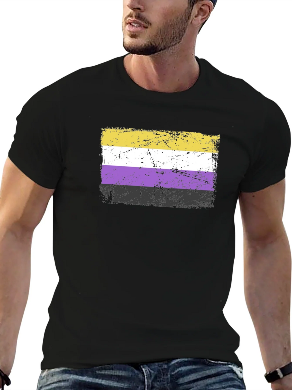 Nonbinary Pride Flag T-Shirt - Grunge Style product image 6