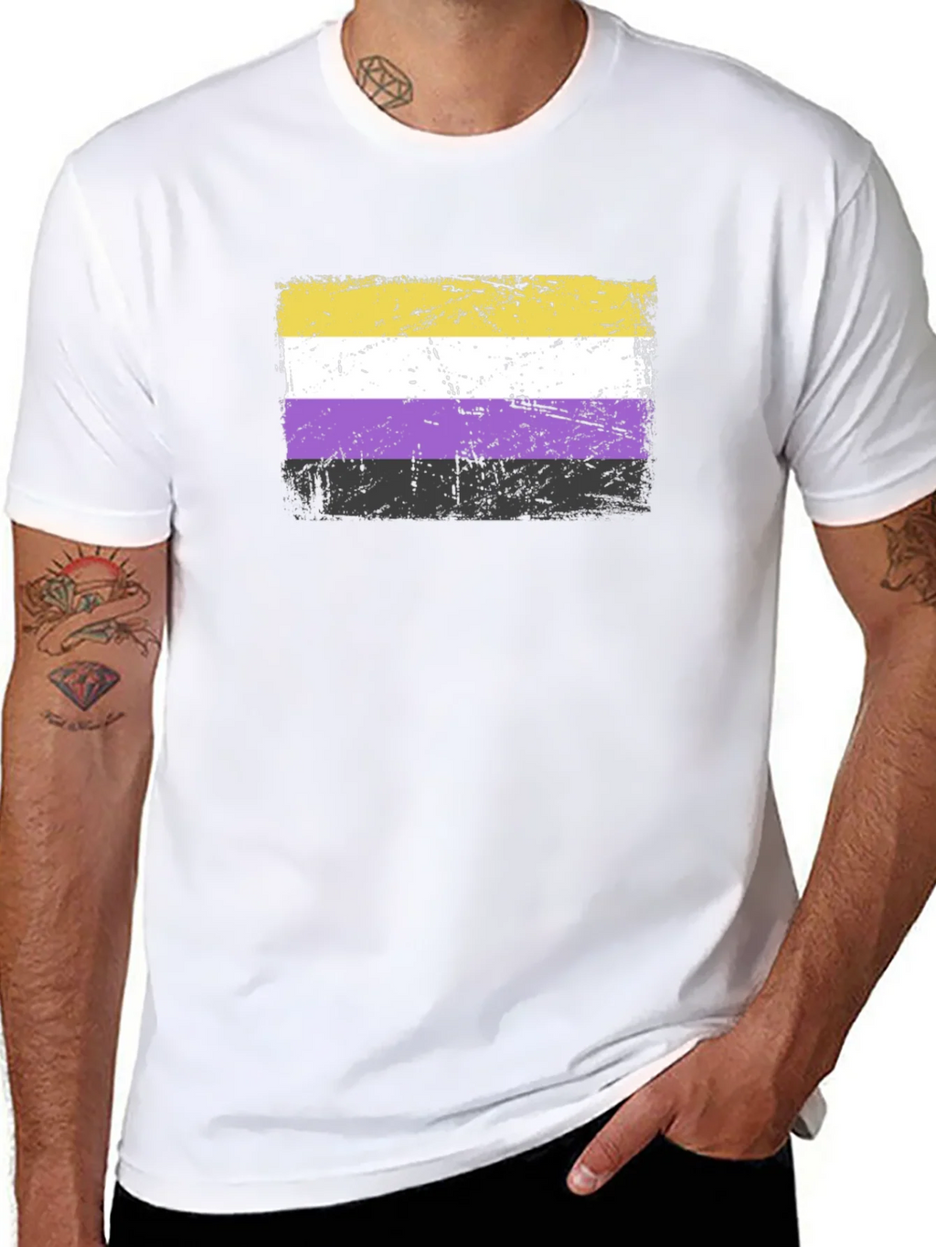 Nonbinary Pride Flag T-Shirt - Grunge Style product image 7