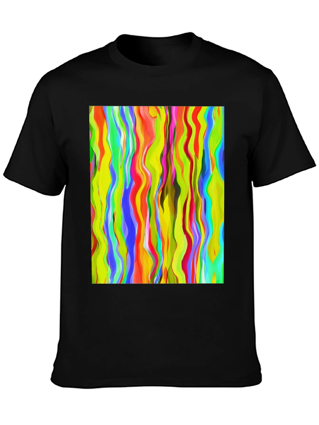 Vibrant Abstract Wave Print Black T-Shirt product image 1