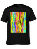 Vibrant Abstract Wave Print Black T-Shirt product image 1