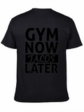 Gym Now Tacos Later Black Graphic T-Shirt product image 1