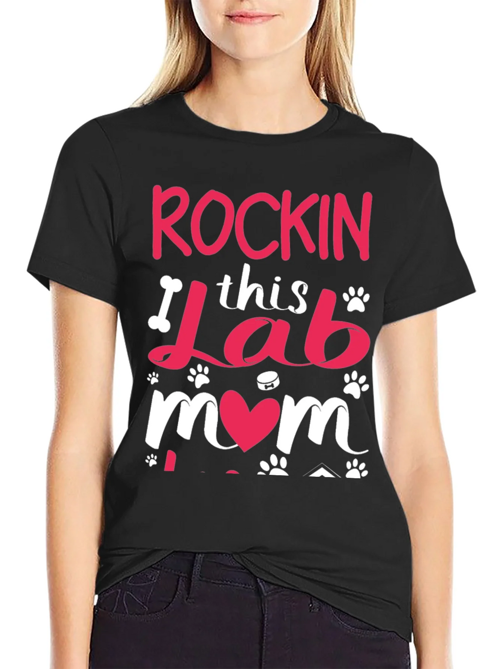 Rockin Lab Mom Black T-Shirt product image 1