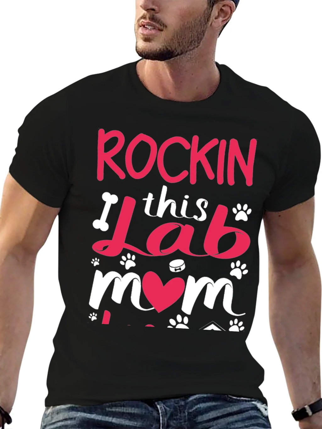 Rockin Lab Mom Black T-Shirt product image 4