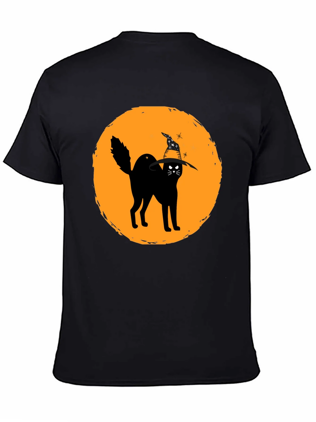 Halloween Cat Graphic Tee - Unisex Black T-Shirt