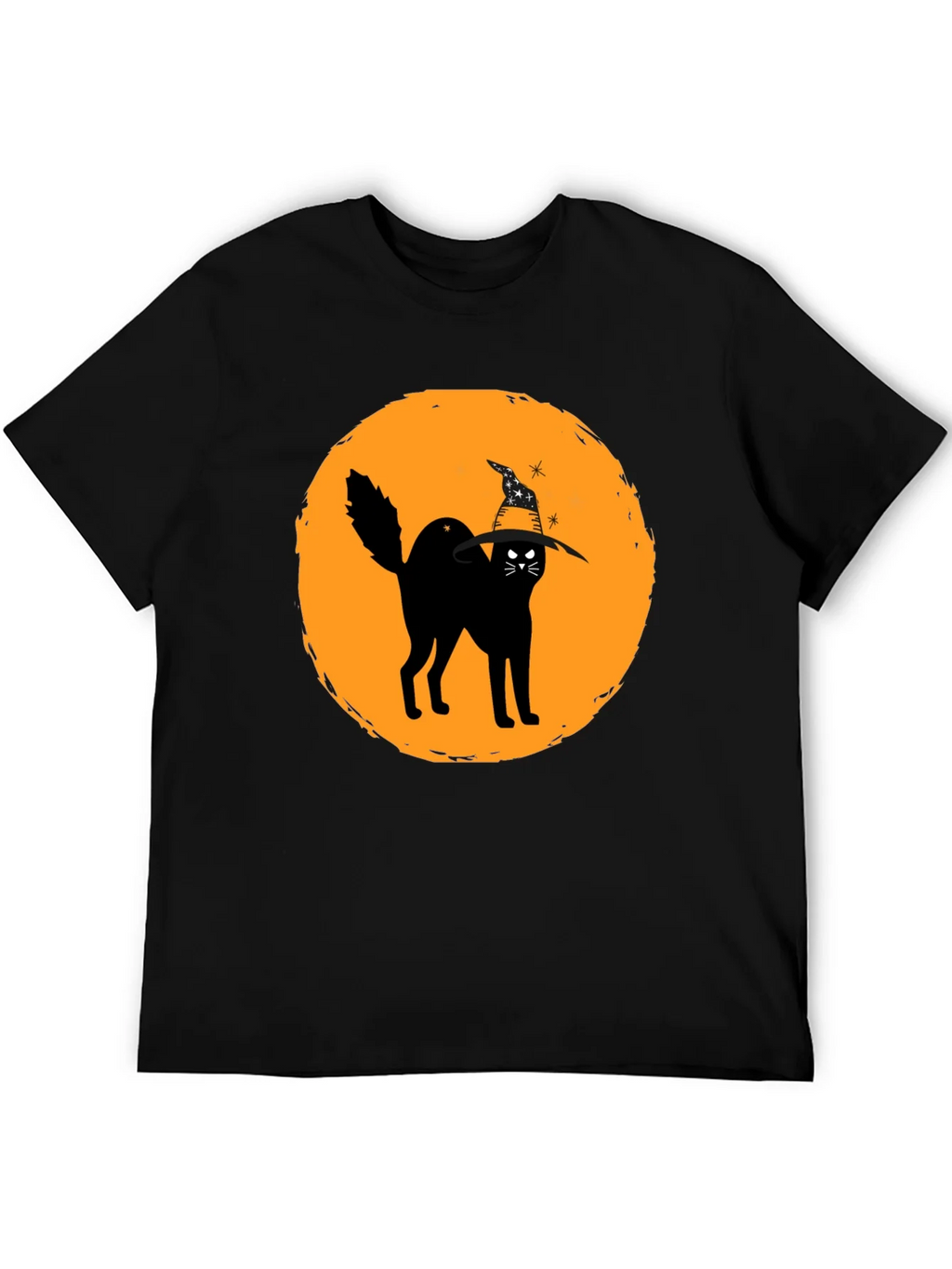 Halloween Cat Graphic Tee - Unisex Black T-Shirt