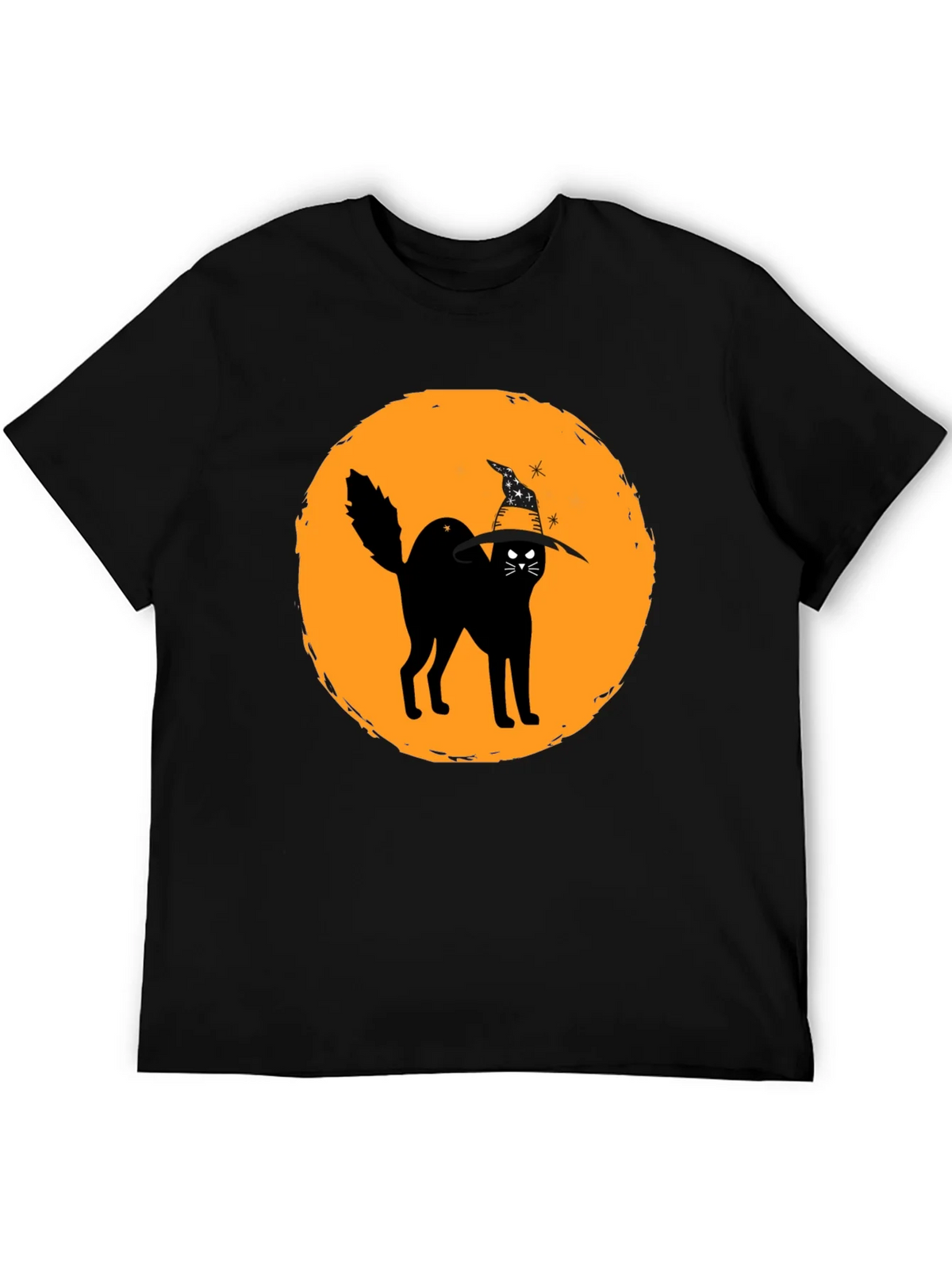 Halloween Cat Graphic Tee - Unisex Black T-Shirt