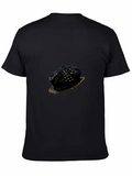 Mens Black T-Shirt with Hat Graphic