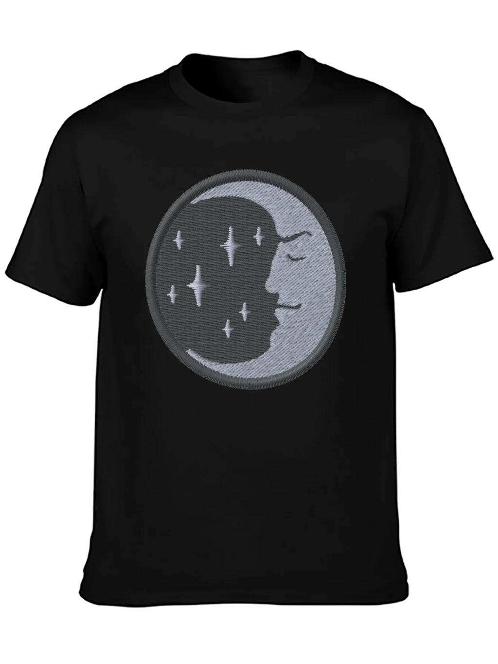 Celestial Moon Embroidered Black T-Shirt product image 3