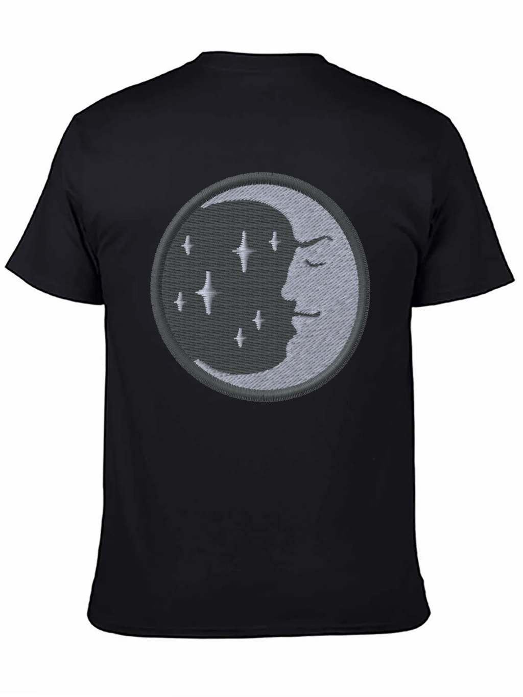 Celestial Moon Embroidered Black T-Shirt product image 4