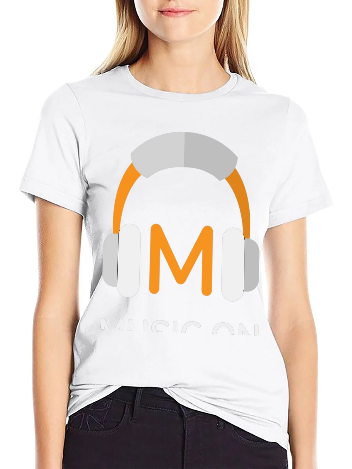 Music On Black T-Shirt with Headphone Graphic product image 3