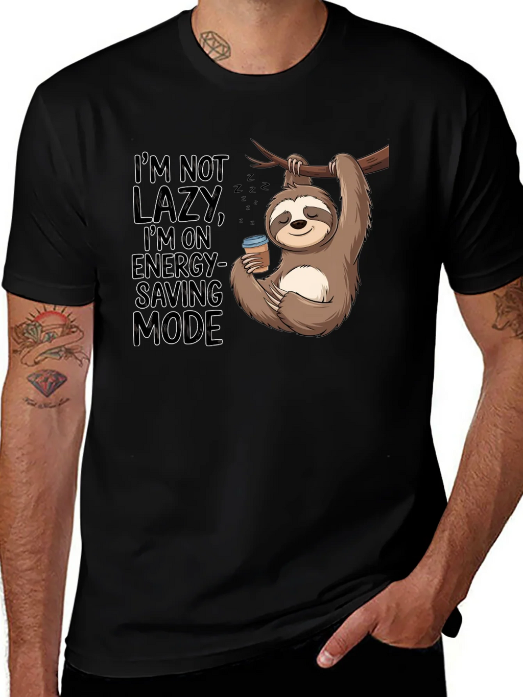 Sloth Energy-Saving Mode Graphic T-Shirt product image 1