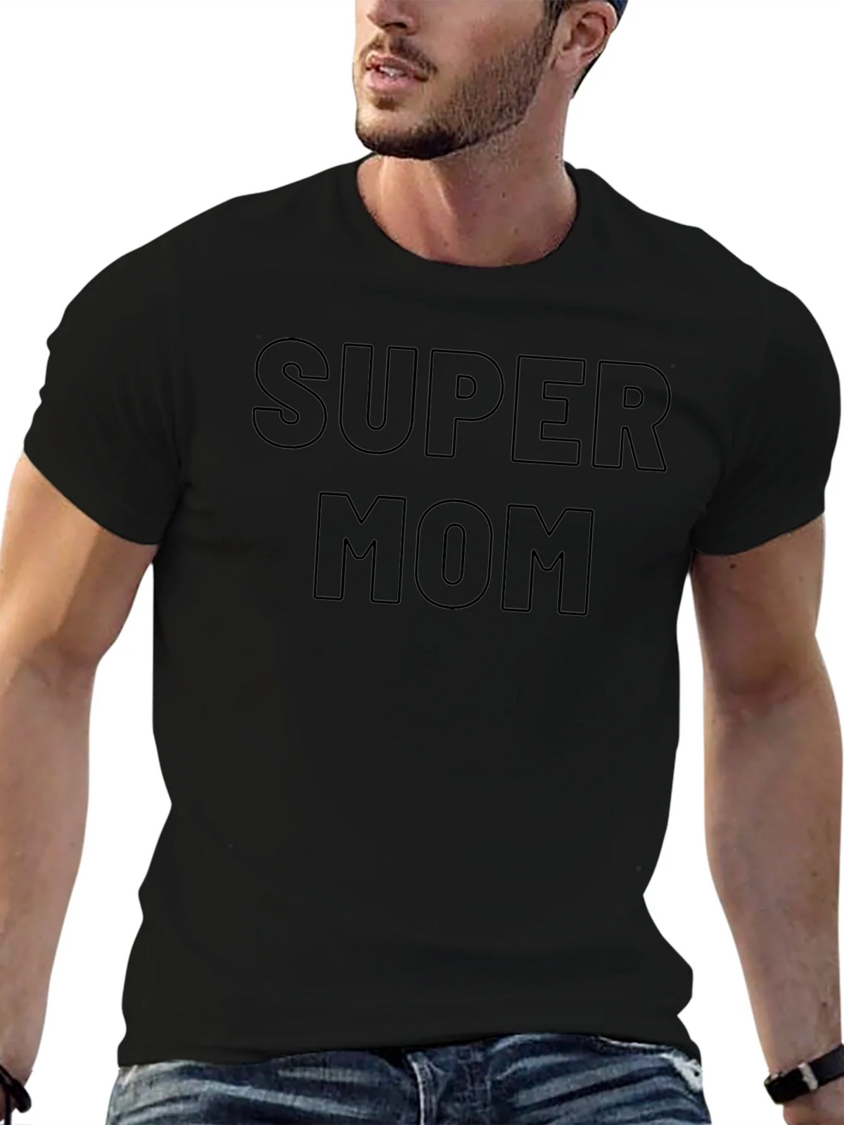 Super Mom Graphic T-Shirt - Black Cotton Tee product image 5