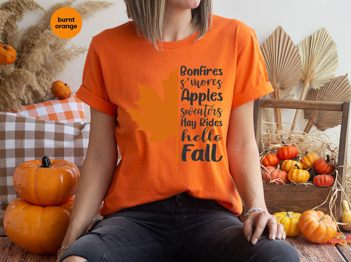 Fall Leaf T-Shirt, 2022 Season Long Sleeve Shirt, Short product image 35