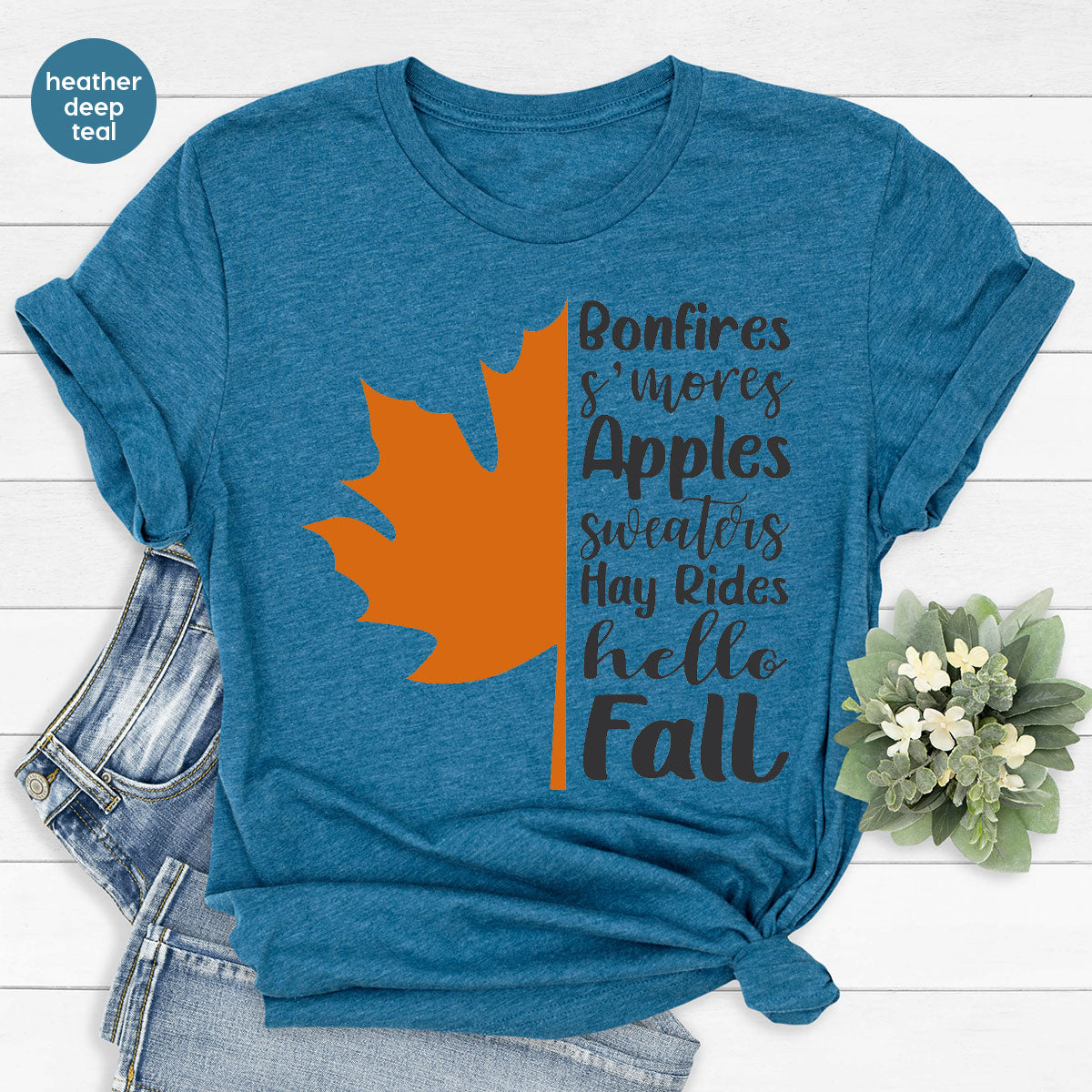 Fall Leaf T-Shirt, 2022 Season Long Sleeve Shirt, Short product image 39
