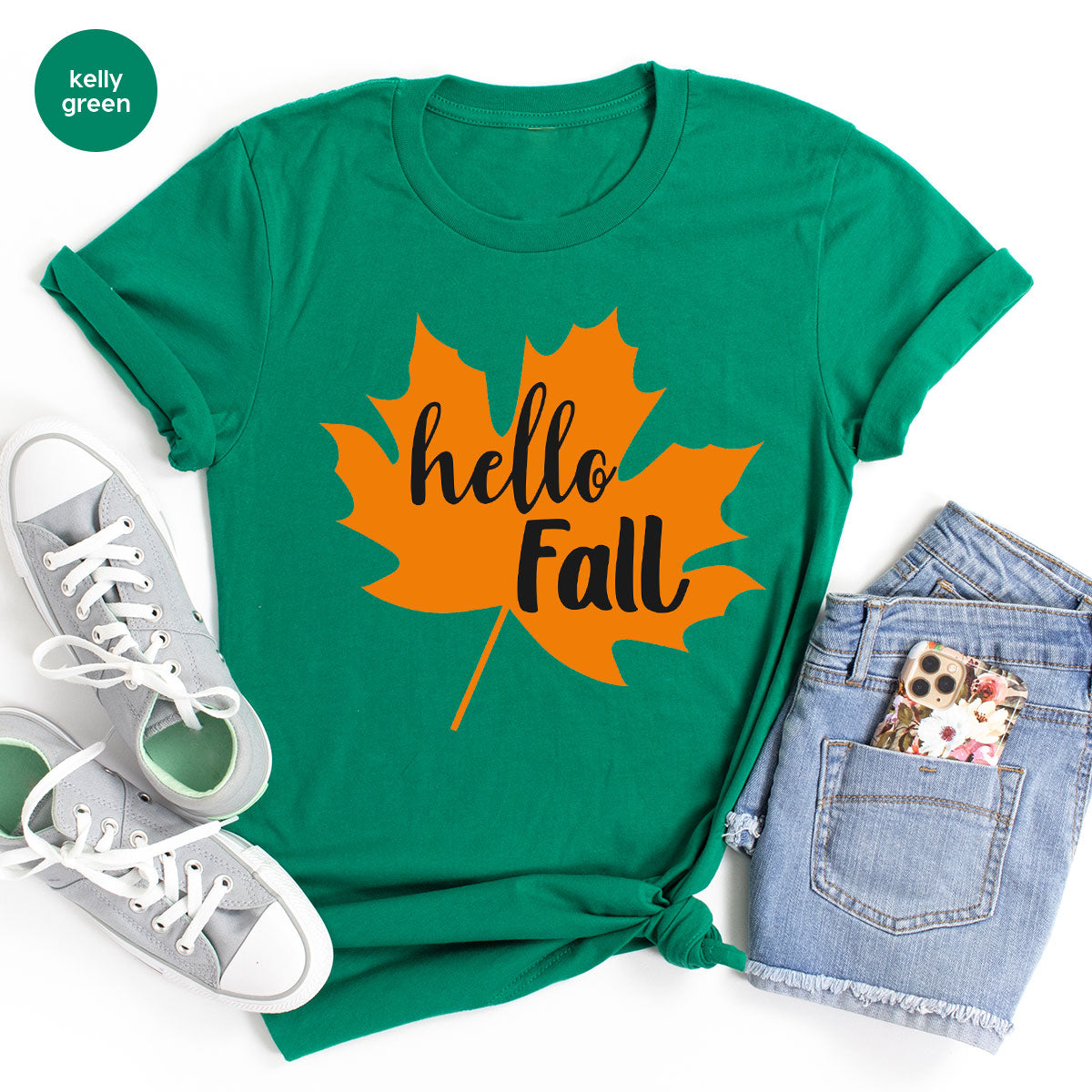 Hello Fall Shirt, 2022 Thanksgiving T-Shirt, Leaf Gift For product image 15