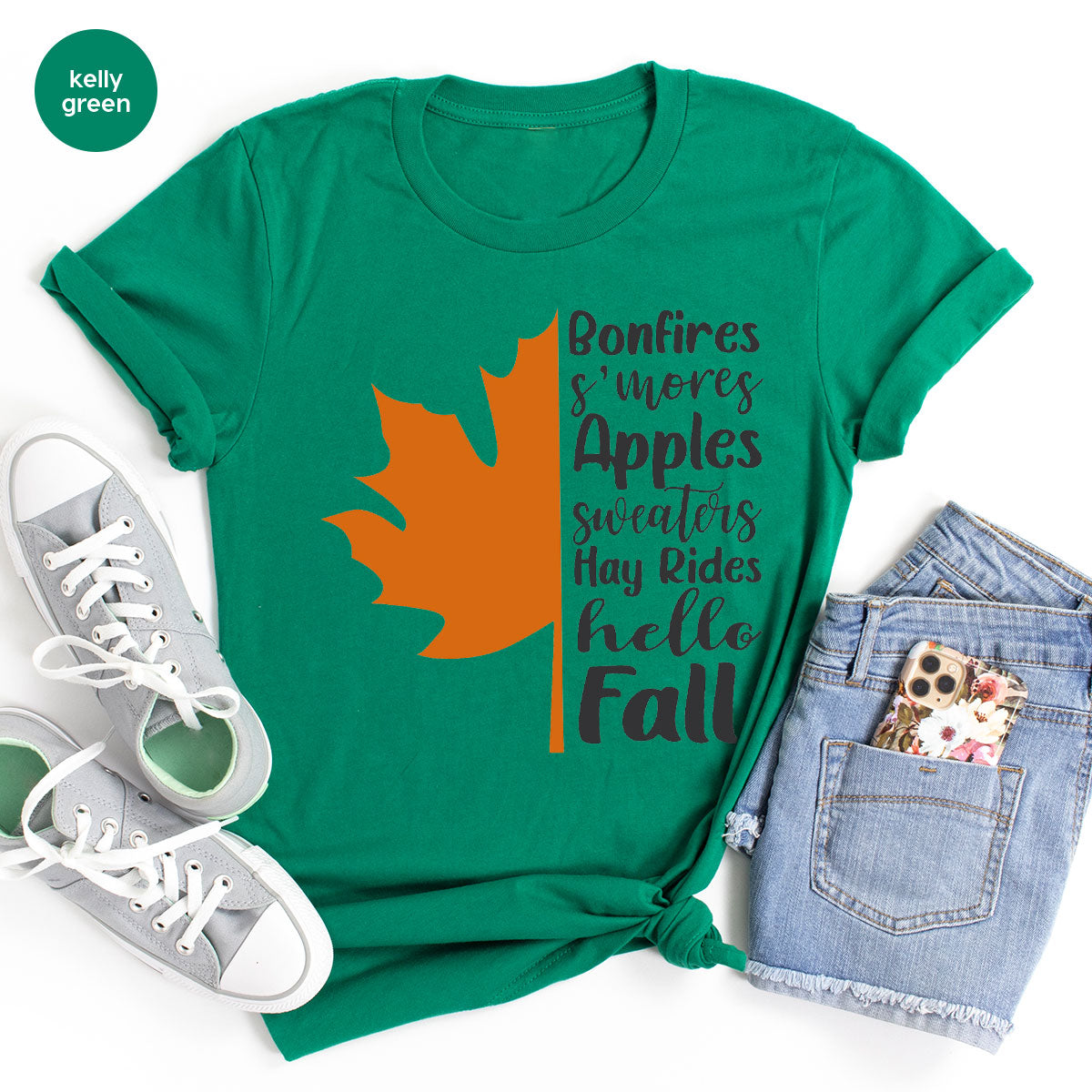 Fall Leaf T-Shirt, 2022 Season Long Sleeve Shirt, Short product image 3