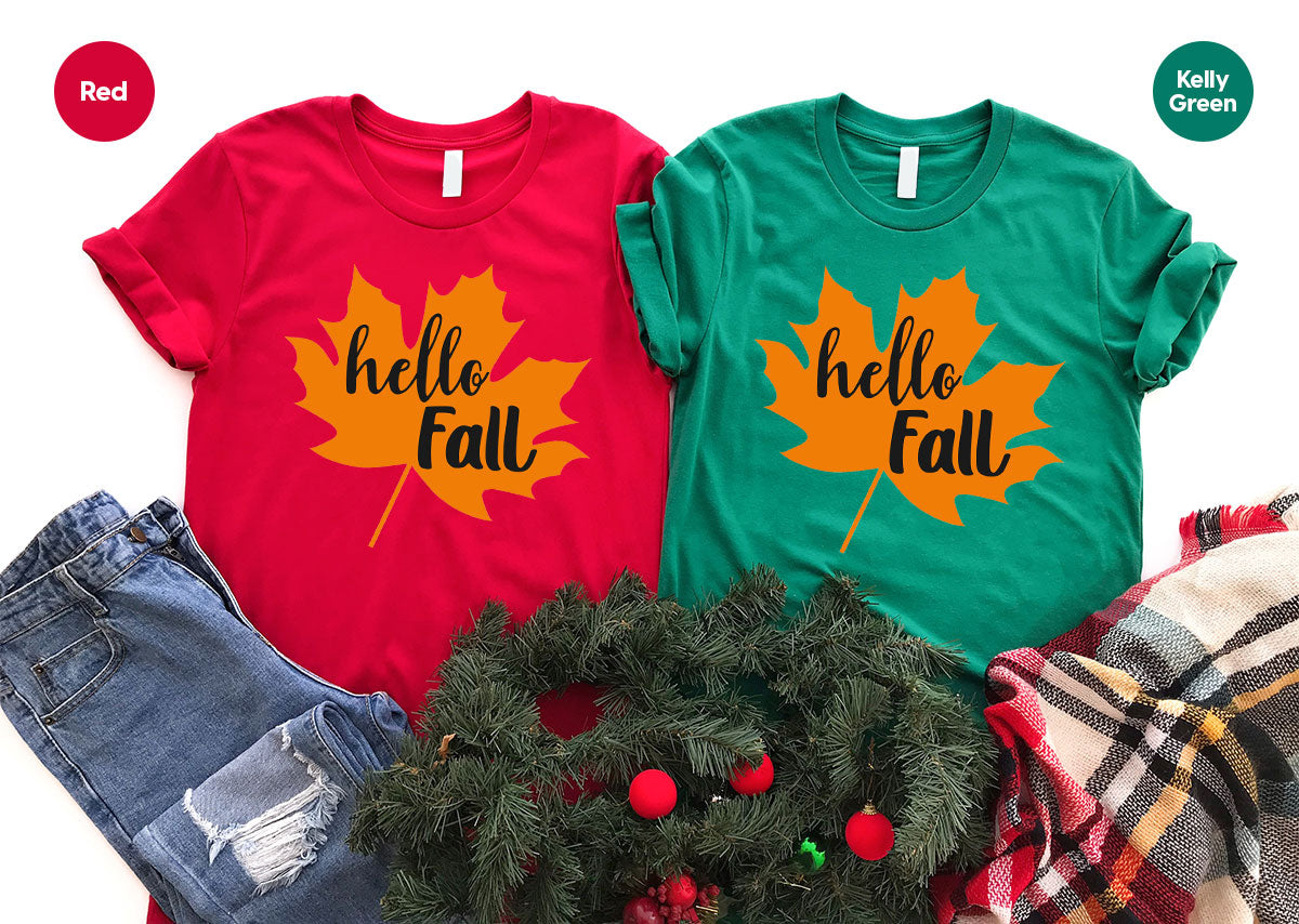 Hello Fall Shirt, 2022 Thanksgiving T-Shirt, Leaf Gift For product image 16