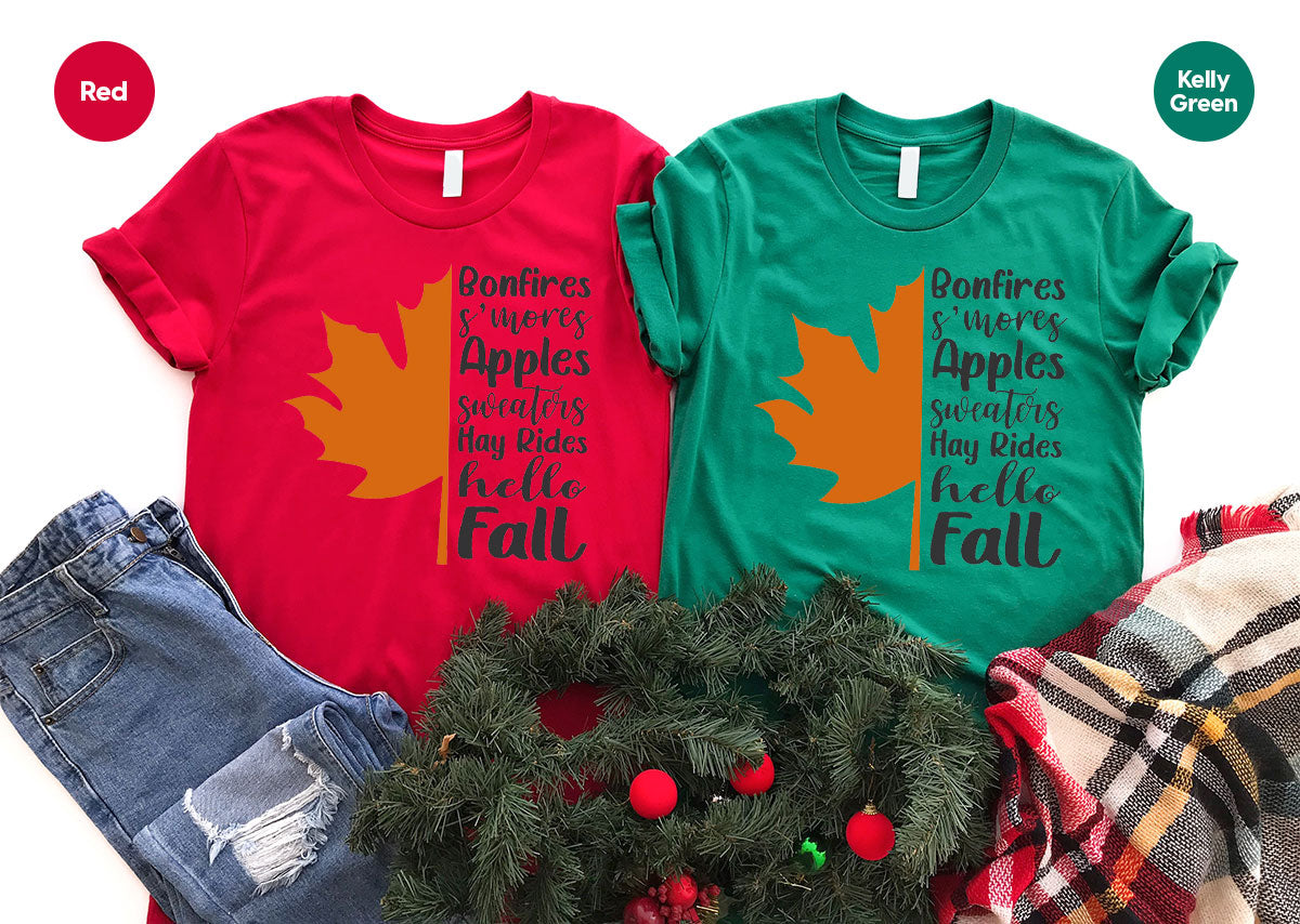 Fall Leaf T-Shirt, 2022 Season Long Sleeve Shirt, Short product image 4